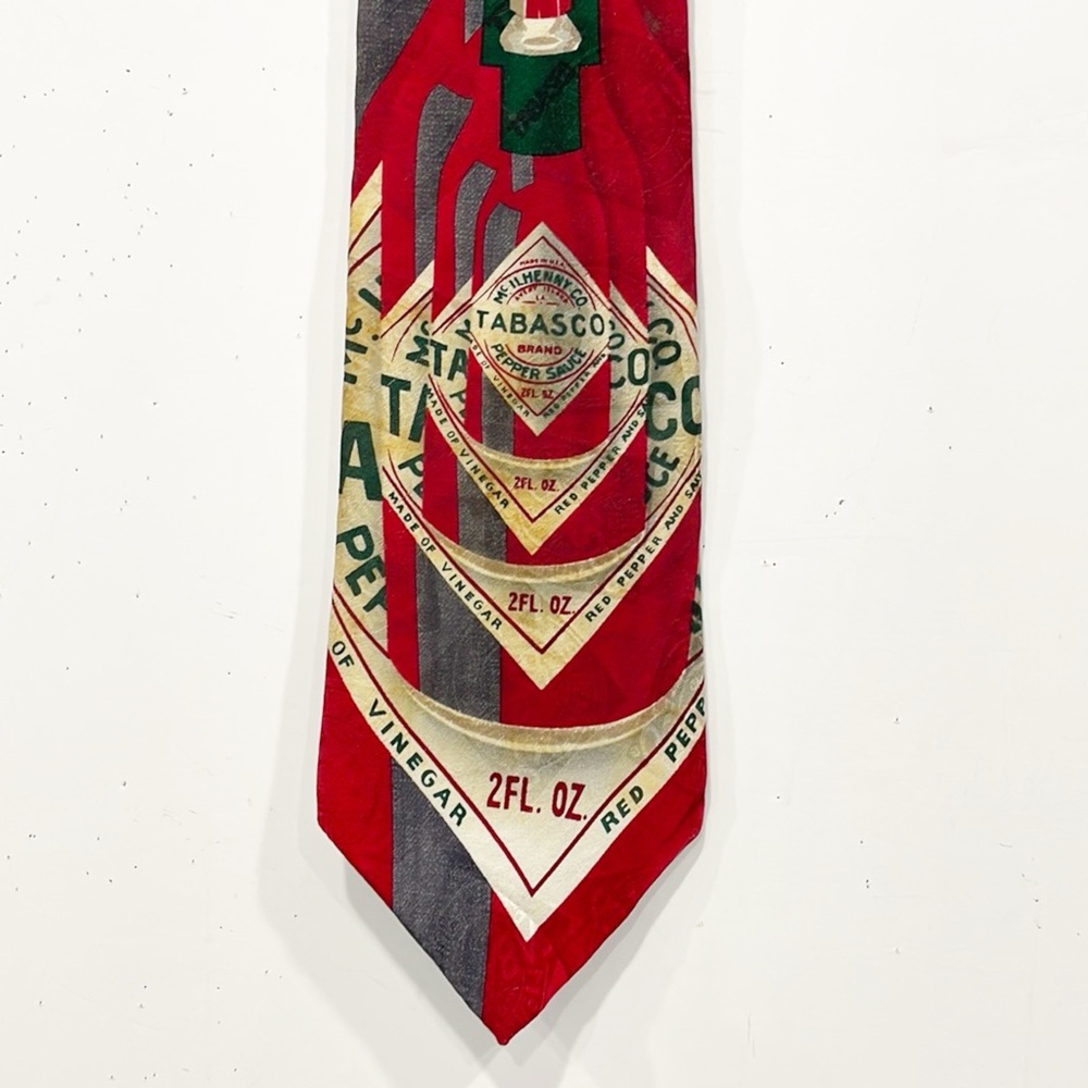 Tabasco Men Tie Colorful‎ Golf Tabasco Sauce 100% Silk USA Vintage Collectible